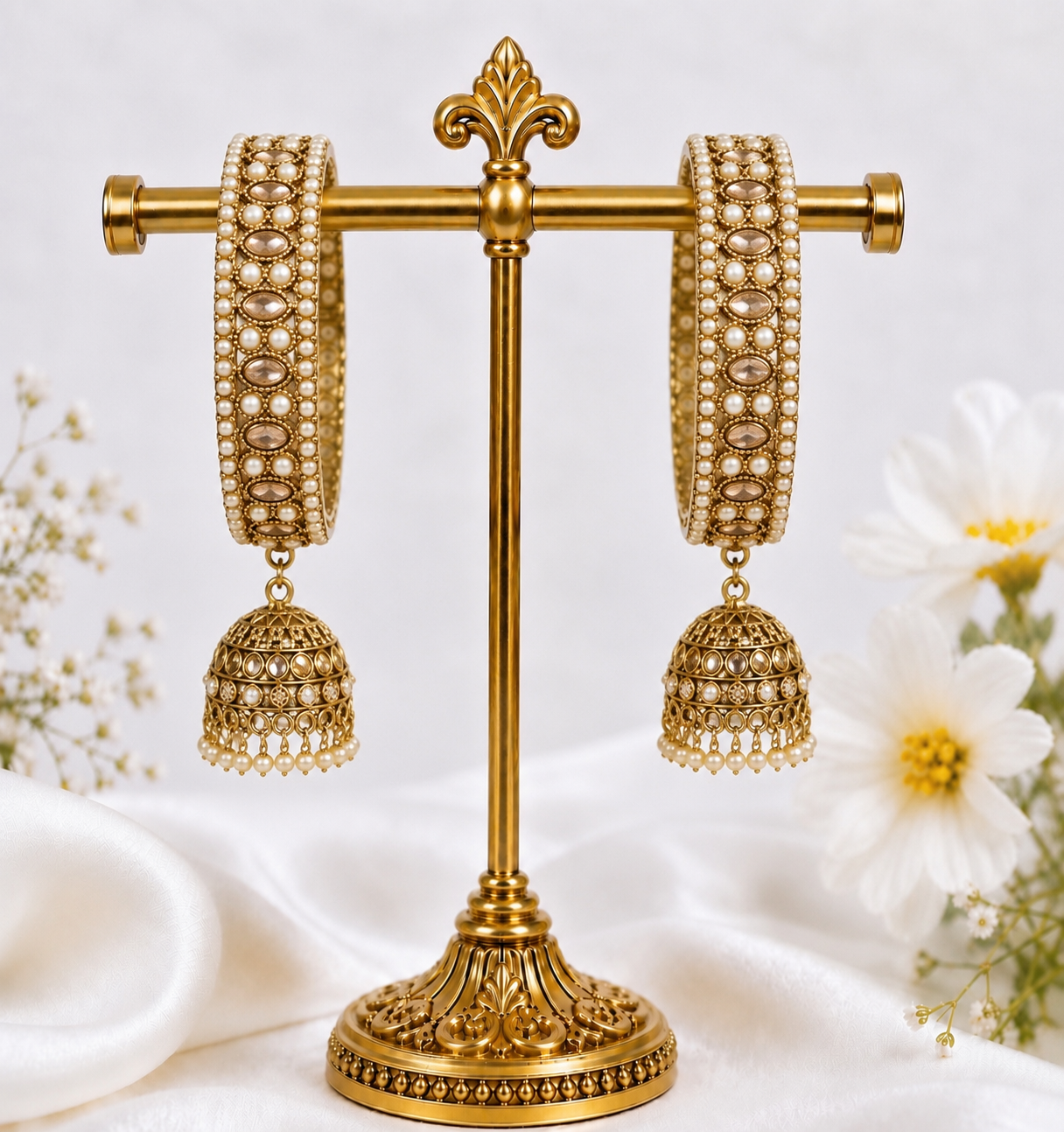 Shrikaa Antique Gold Hanging Jhumka Bangles - Style 178