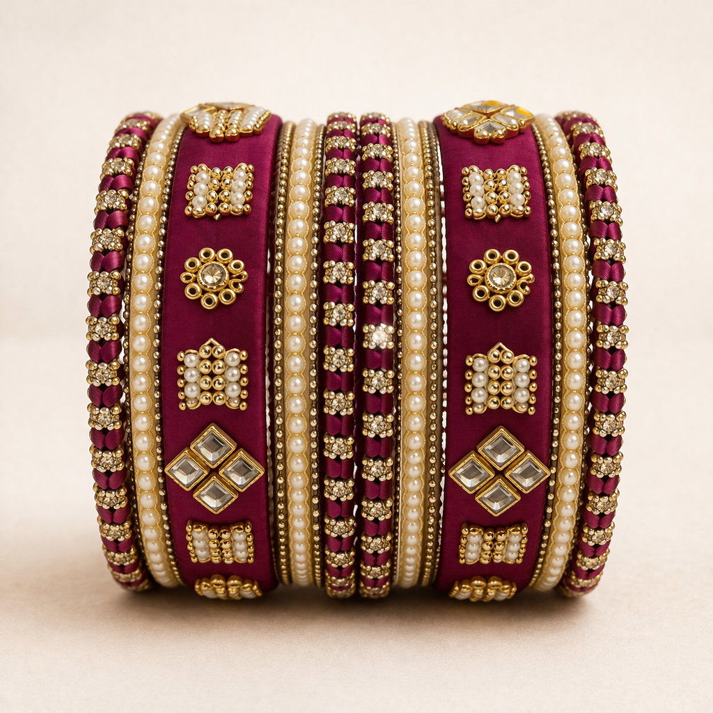 Shrikaa Velvet Bangles SVB-1005 - Maroon