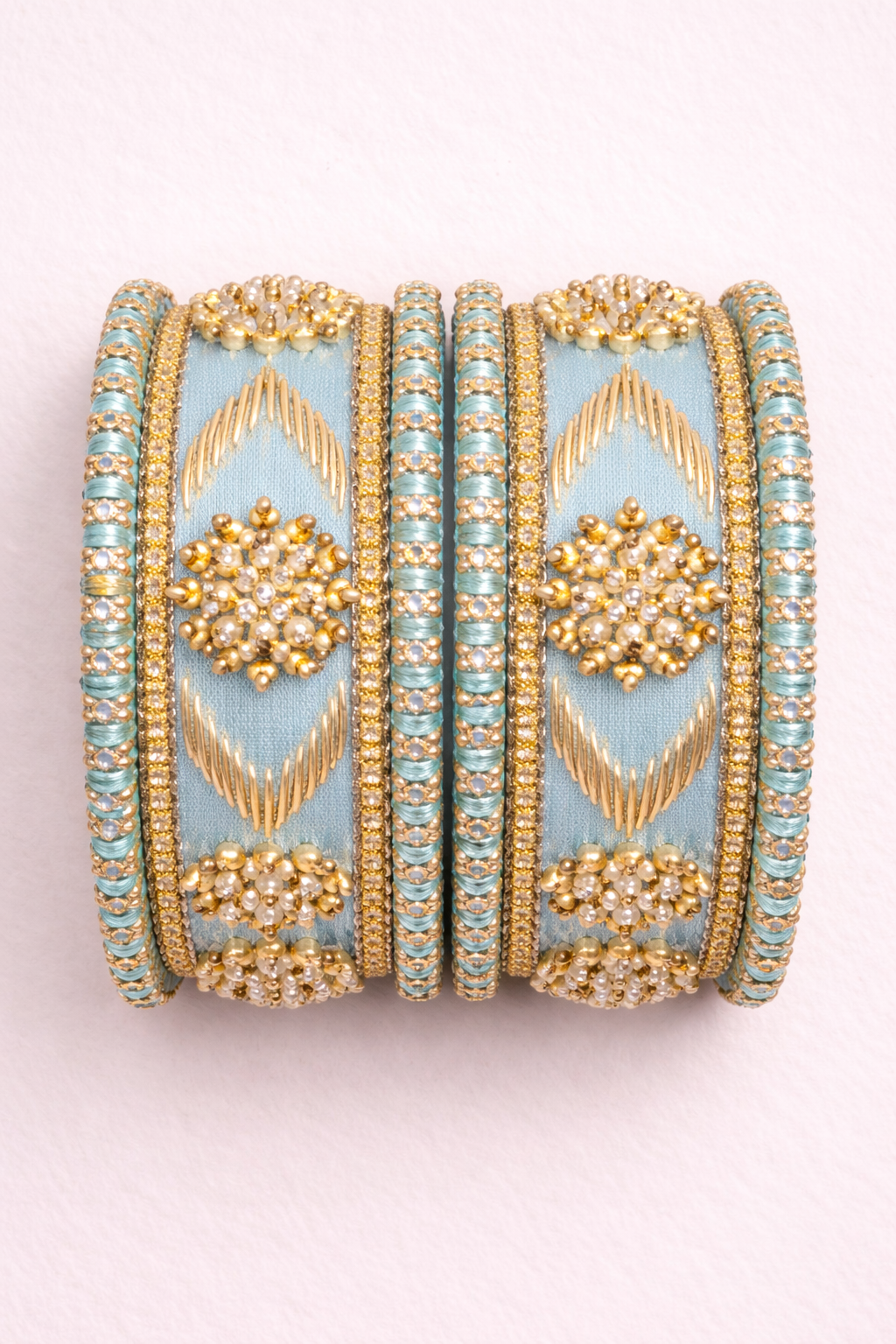 Shrikaa Velvet Bangles SVB-1009 - Sky Blue