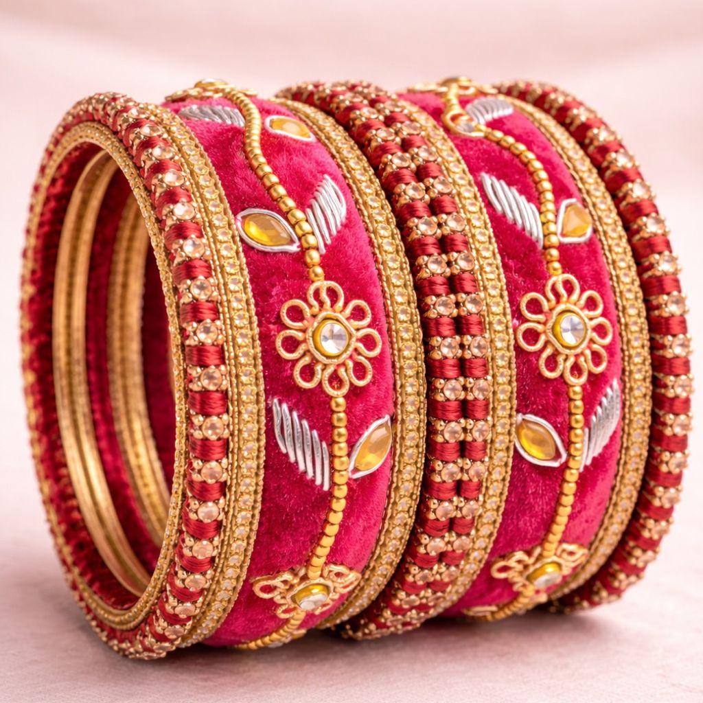 Shrika Velvet Bridal Bangles – Multi Color Collection