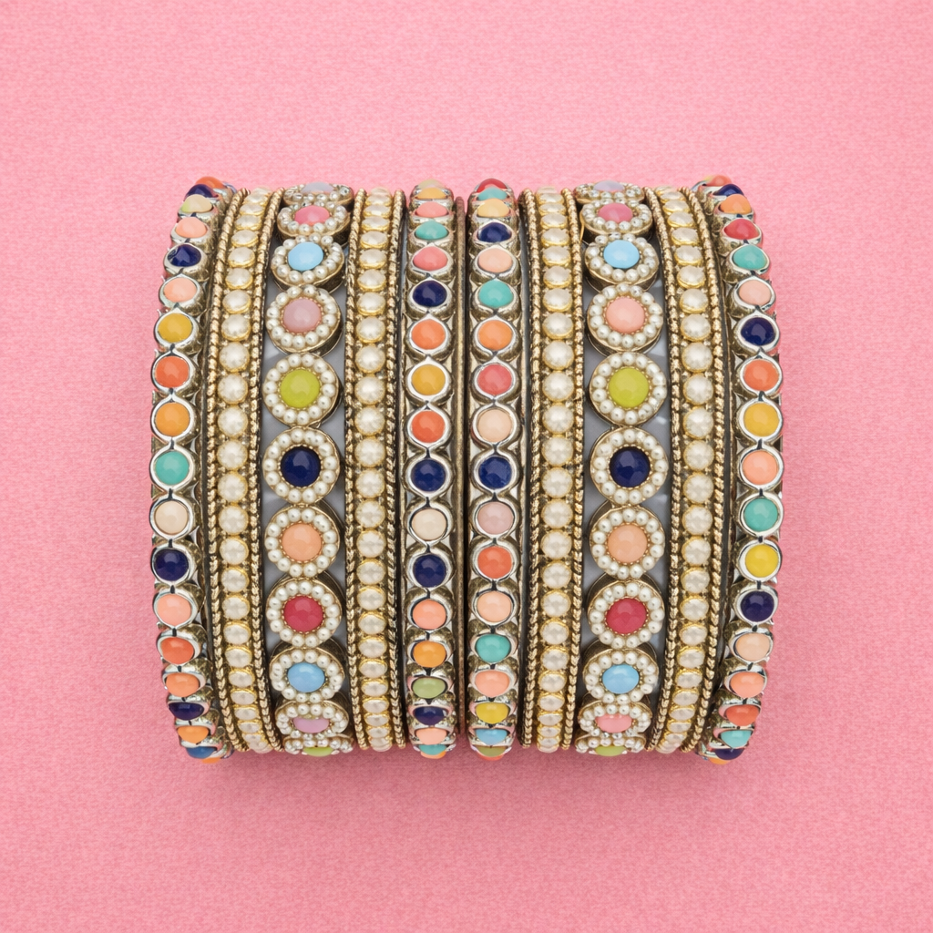 Shrikaa Multicolor Stone Bangles – Traditional Party Wear