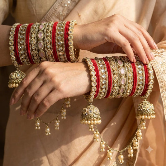 Shrikaa Bridal Bangle Set - Red
