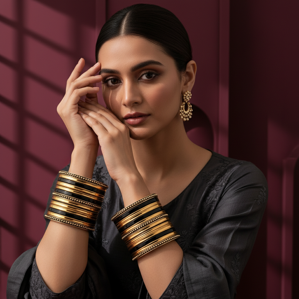 Shrikaa Night Luxe – Black & Gold Party Stack