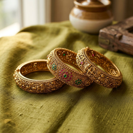 Timeless Heritage: How to Style Antique Gold-Toned Bangles for Festive Celebrations
