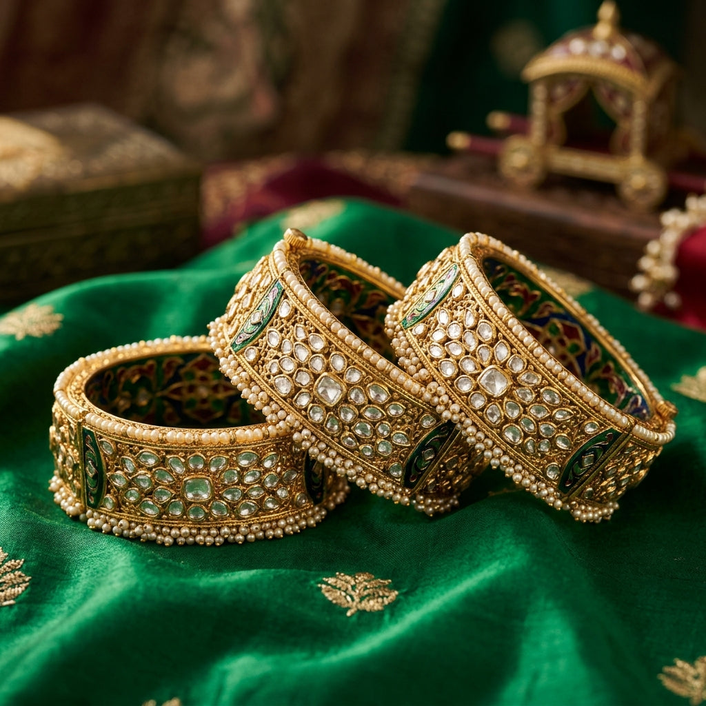 Mughal Glamour: How to Style Polki Bangles for Grand Celebrations & Receptions