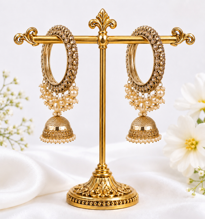 Shrikaa Antique Gold Hanging Jhumka Bangles - Style 104