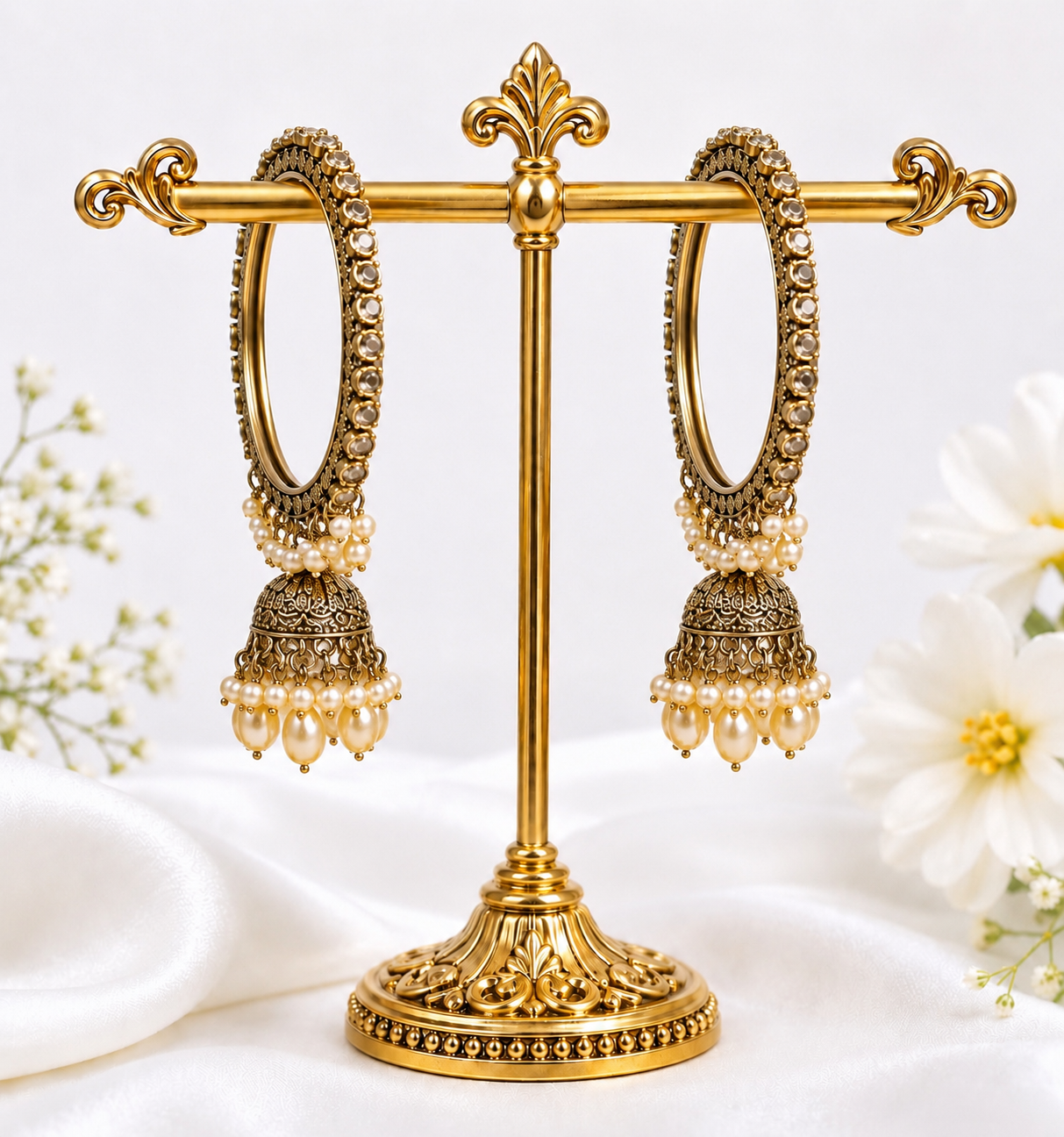 Shrikaa Antique Gold Hanging Jhumka Bangles - Style 106