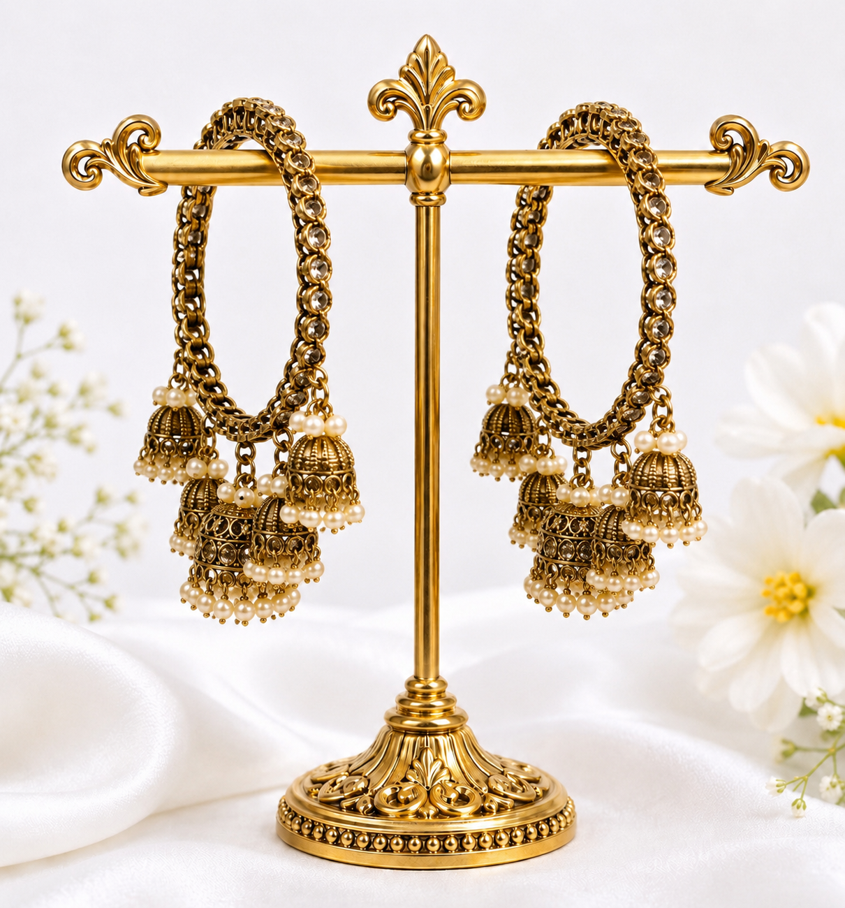 Shrikaa Antique Gold Hanging Jhumka Bangles - Style 108