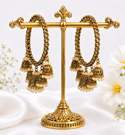 Shrikaa Antique Gold Hanging Jhumka Bangles - Style 108