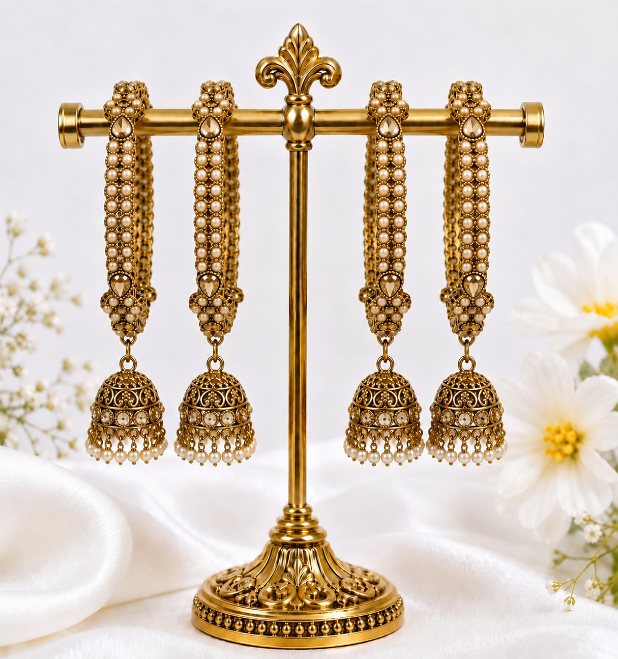Shrikaa Antique Gold Hanging Jhumka Bangles - Style 141