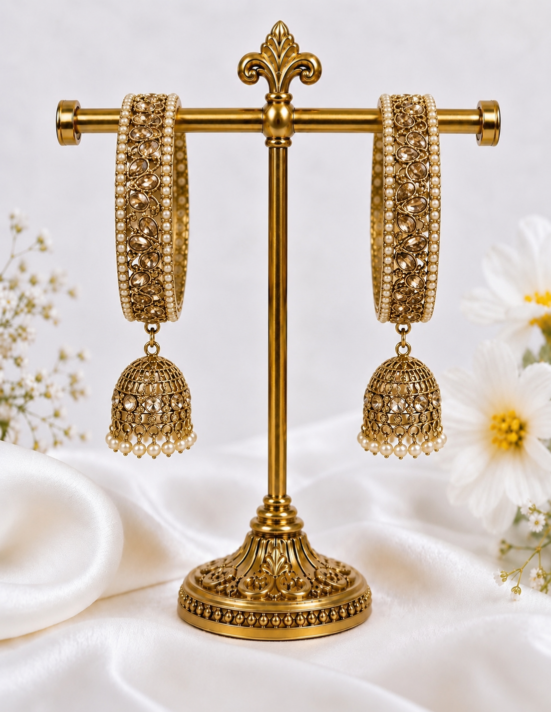 Shrikaa Antique Gold Hanging Jhumka Bangles - Style 179