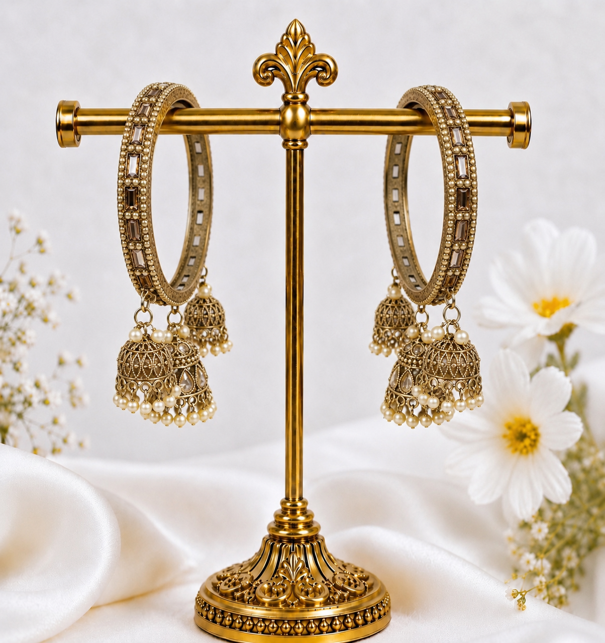 Shrikaa Antique Gold Hanging Jhumka Bangles - Style 204
