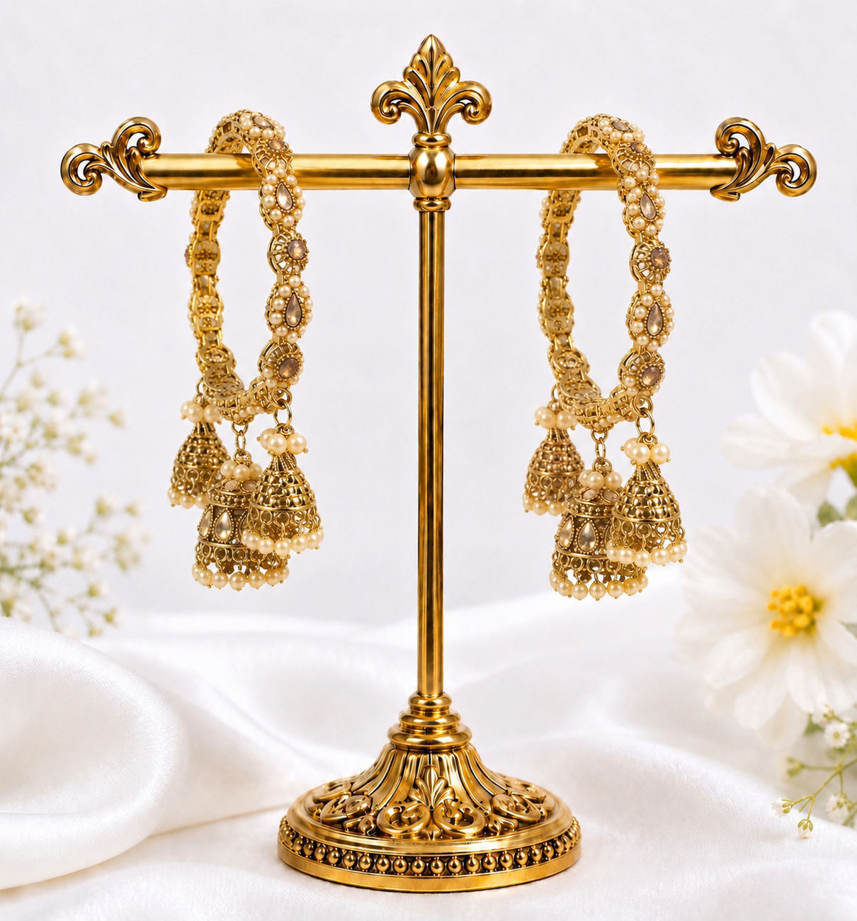 Shrikaa Antique Gold Hanging Jhumka Bangles - Style 210