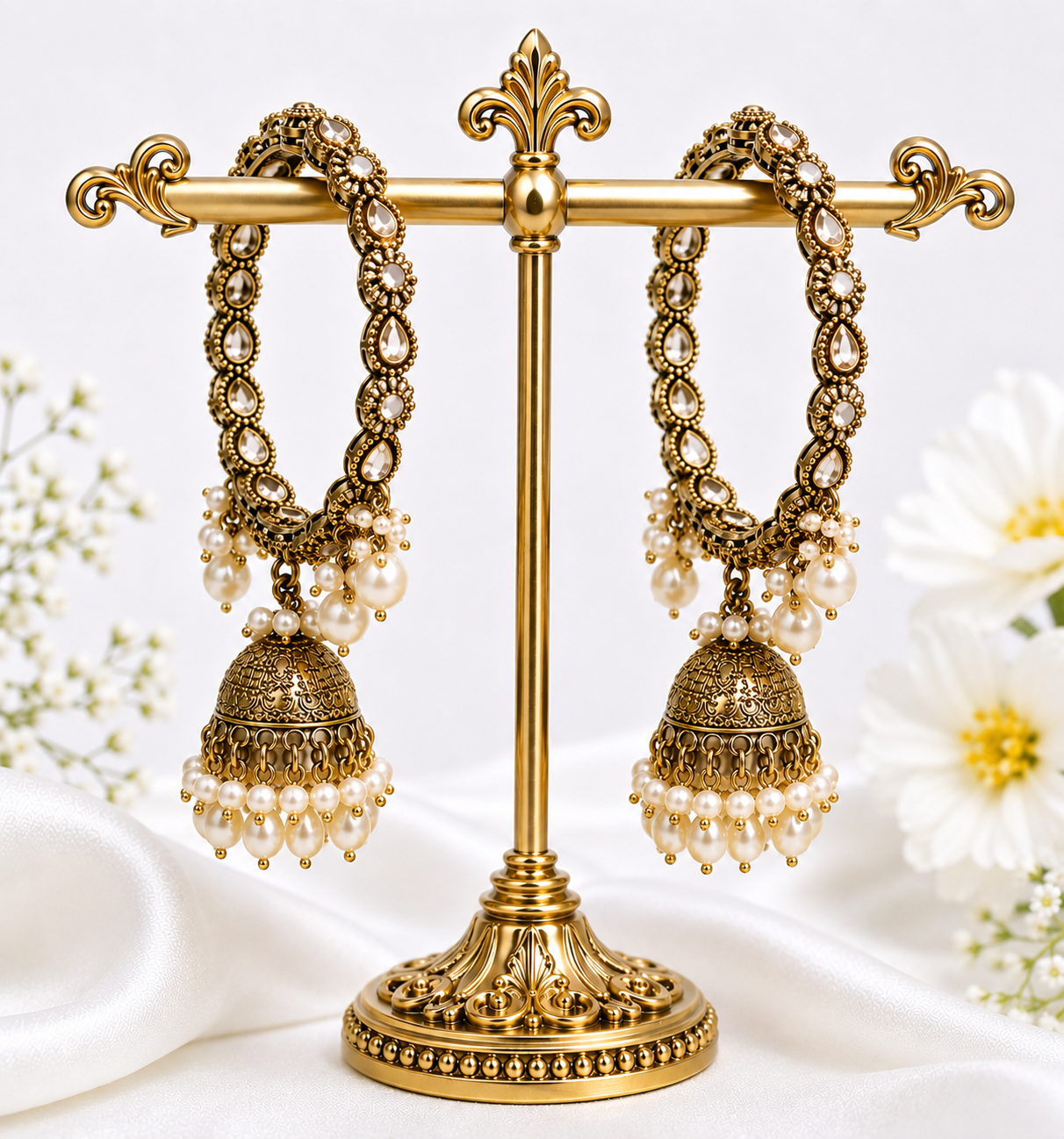 Shrikaa Antique Gold Hanging Jhumka Bangles - Style 32