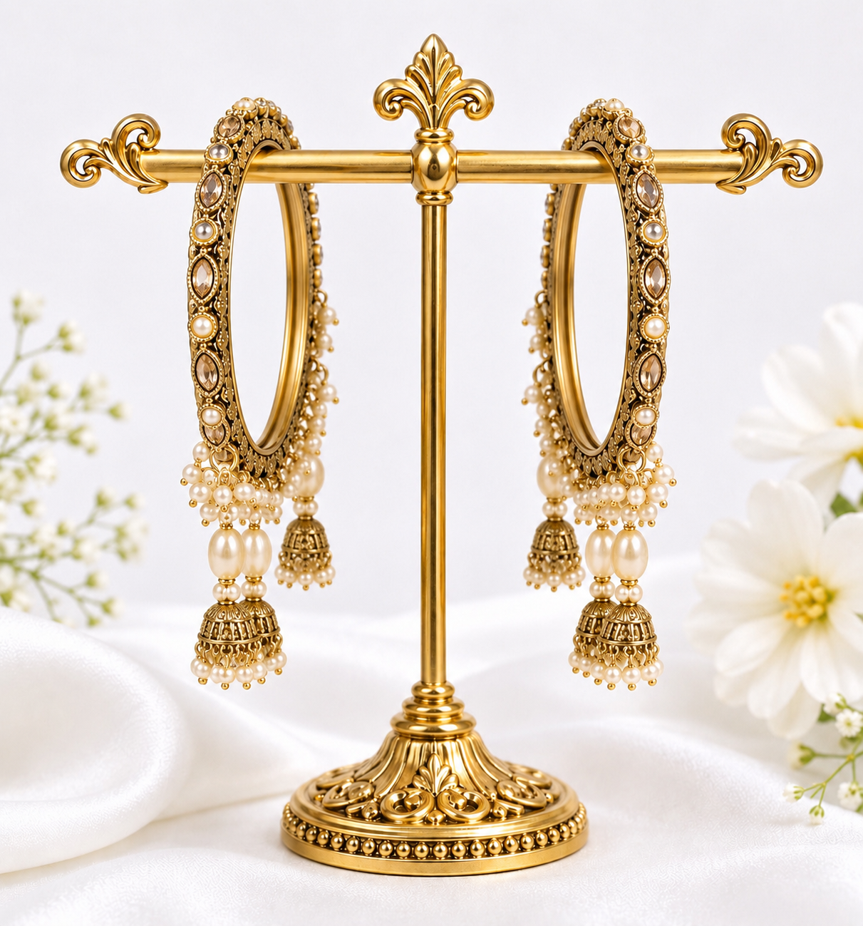 Shrikaa Antique Gold Hanging Jhumka Bangles - Style 33
