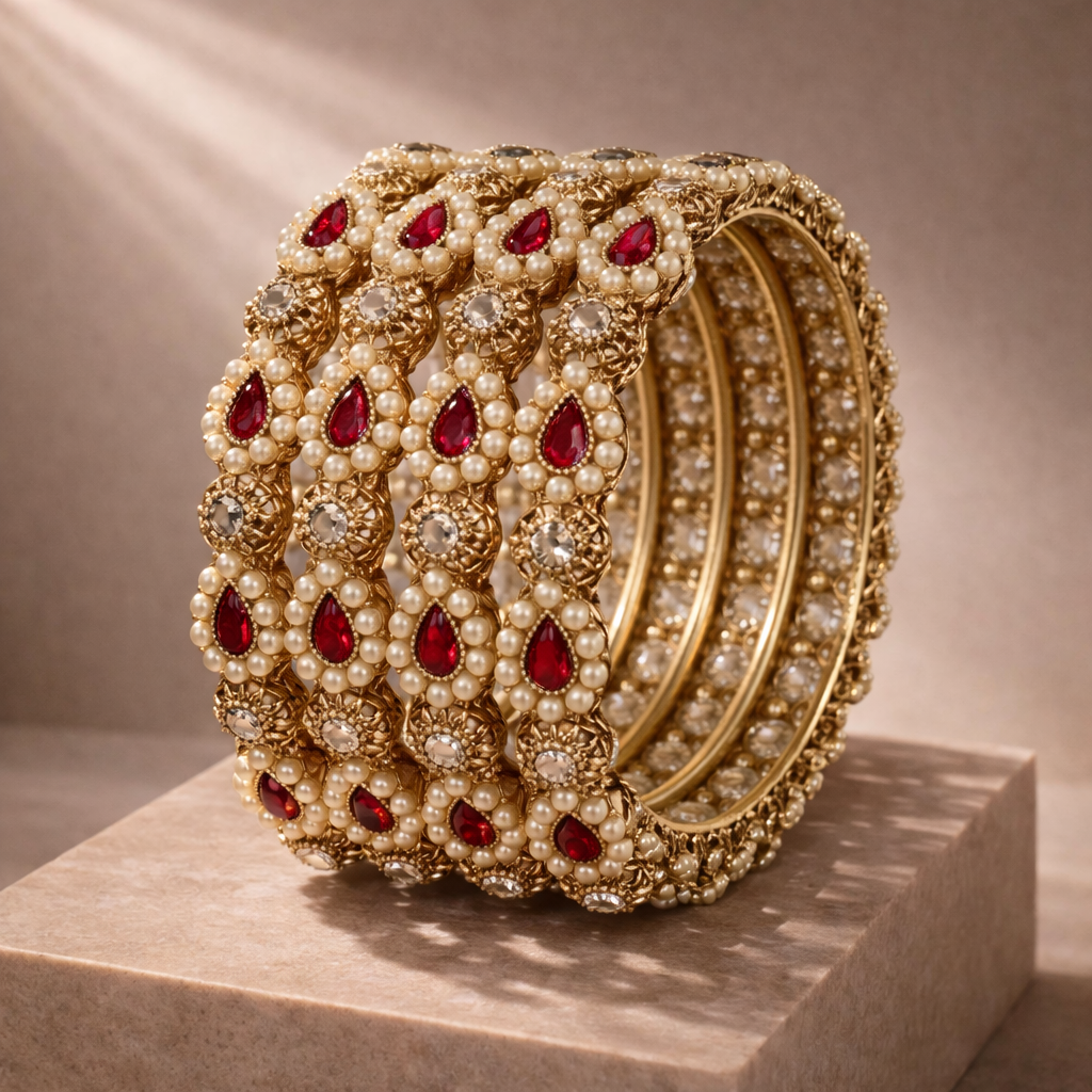 Shrikaa 4 Pcs Kada Set