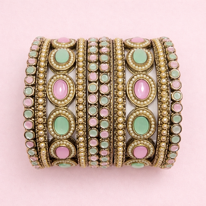 Shrikaa Multicolor Stone Bangles - Mixed