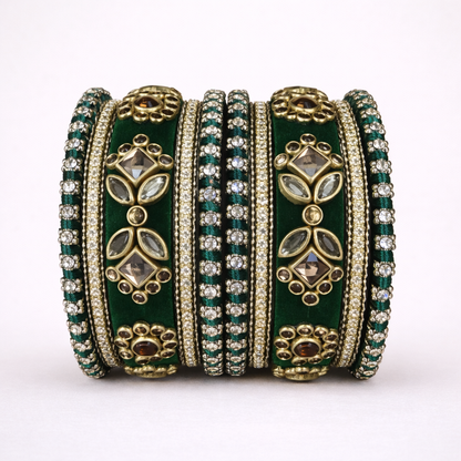 Shrikaa Velvet Bangles SVB-1001 - Dark Green