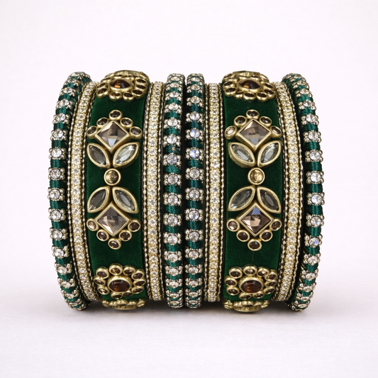 Shrikaa Velvet Bangles SVB-1001 - Dark Green