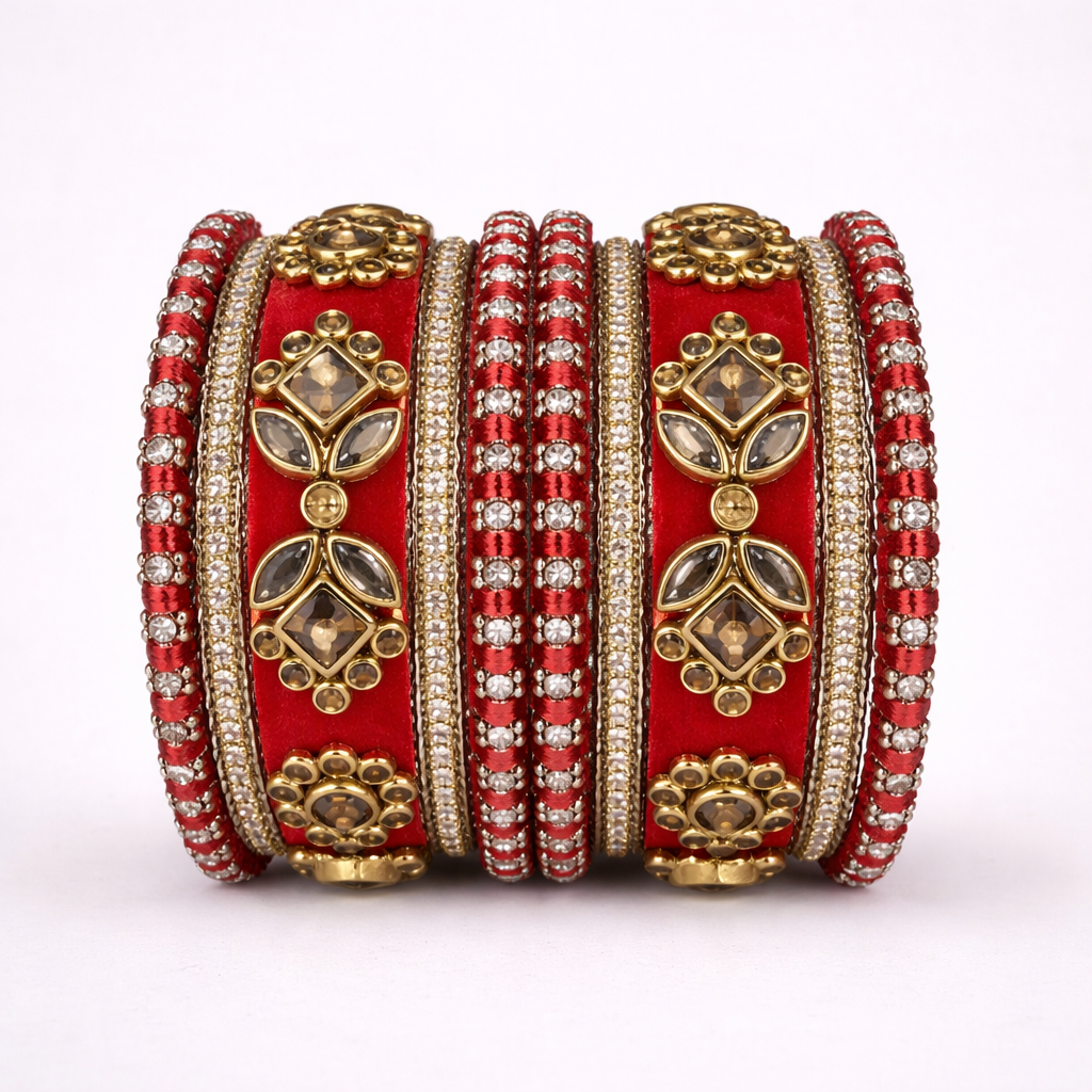 Shrikaa Velvet Bangles SVB-1001 - Red