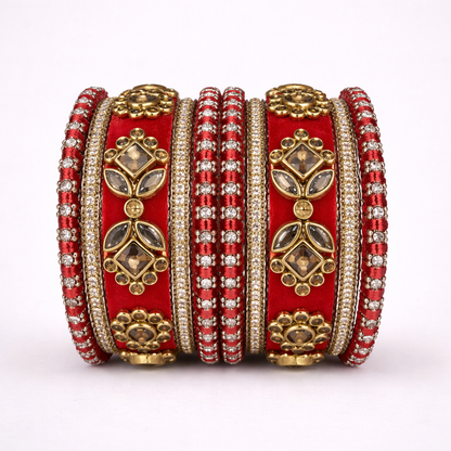 Shrikaa Velvet Bangles SVB-1001 - Red