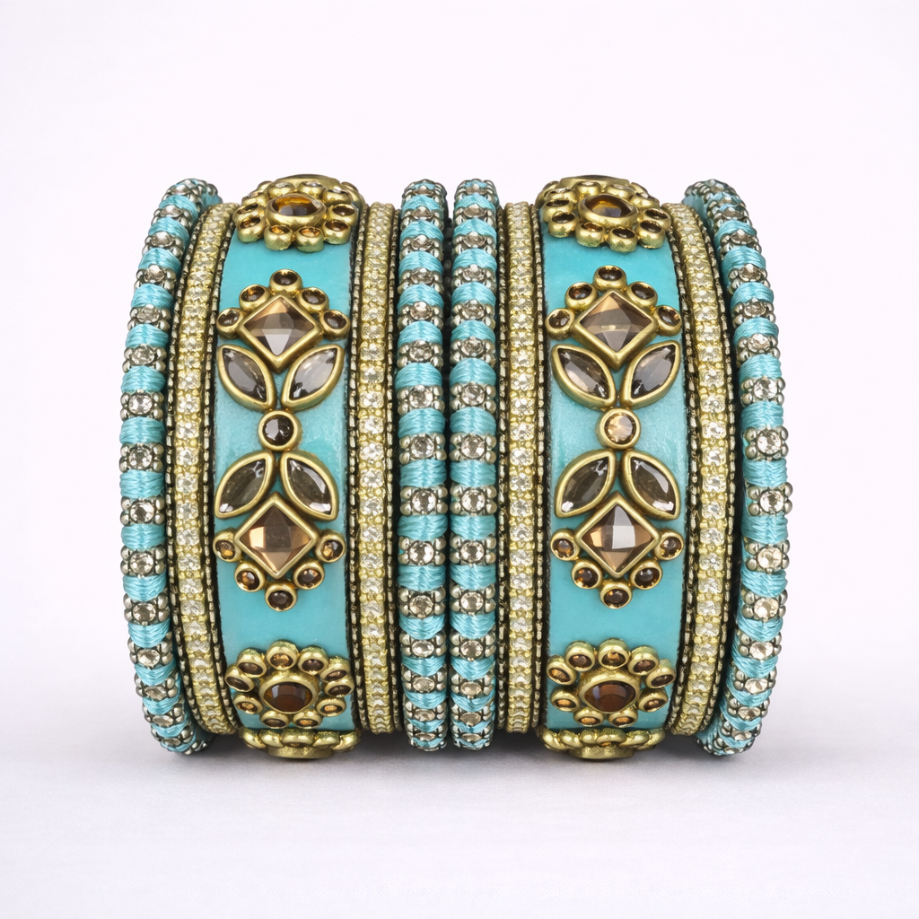 Shrikaa Velvet Bangles SVB-1001 - Firozi