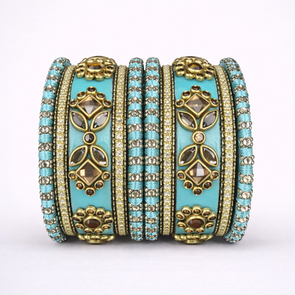 Shrikaa Velvet Bangles SVB-1001 - Firozi