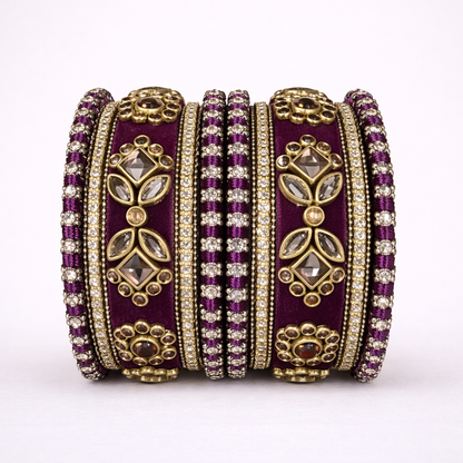 Shrikaa Velvet Bangles SVB-1001 - Rich Maroon