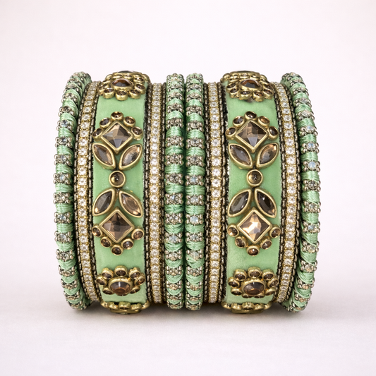 Shrikaa Velvet Bangles SVB-1001 - Light Pista