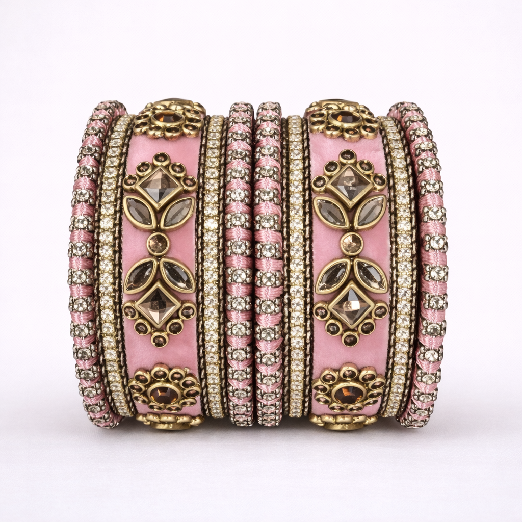 Shrikaa Velvet Bangles SVB-1001 - Baby Pink