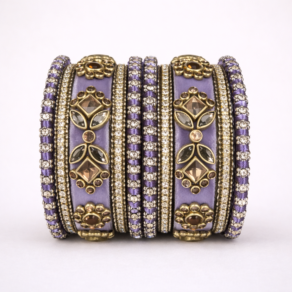 Shrikaa Velvet Bangles SVB-1001 - Light Purple