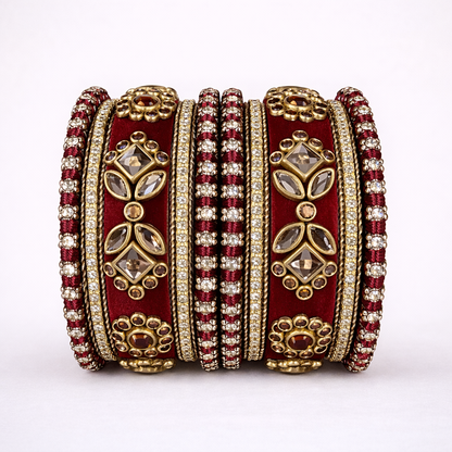 Shrikaa Velvet Bangles SVB-1001 - Maroon