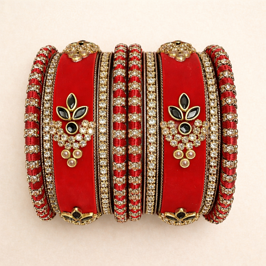 Shrikaa Velvet Bangles SVB-1002 - Red
