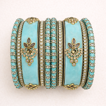 Shrikaa Velvet Bangles SVB-1002 - Firozi