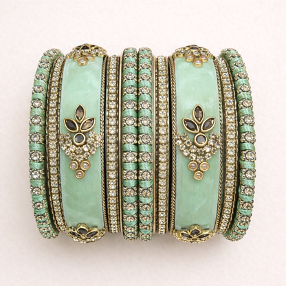 Shrikaa Velvet Bangles SVB-1002 - Light Pista