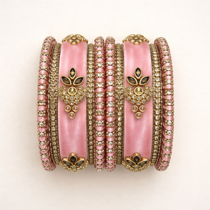 Shrikaa Velvet Bangles SVB-1002 - Baby Pink