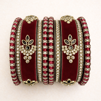 Shrikaa Velvet Bangles SVB-1002 - Maroon