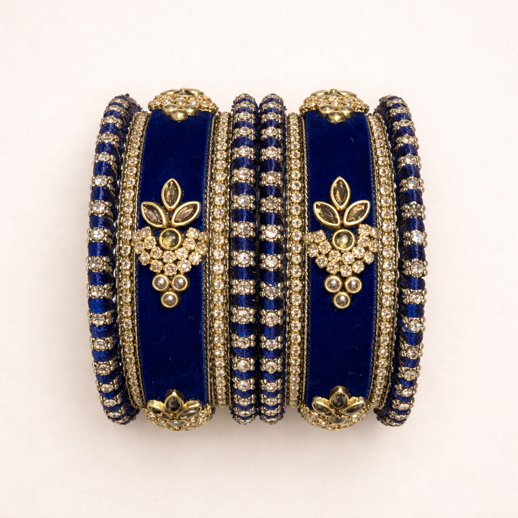 Shrikaa Velvet Bangles SVB-1002 - Navy Blue