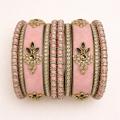 Shrikaa Velvet Bangles SVB-1002 - Blush Pink