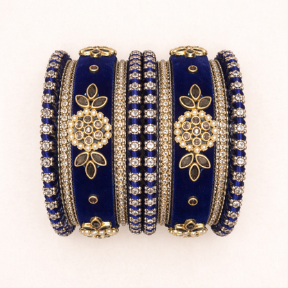 Shrikaa Velvet Bangles SVB-1003 - Navy Blue