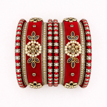 Shrikaa Velvet Bangles SVB-1003 - Red