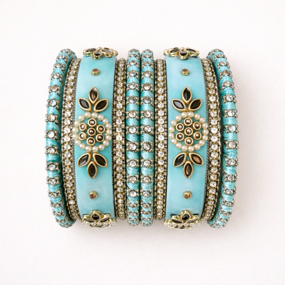 Shrikaa Velvet Bangles SVB-1003 - Firozi