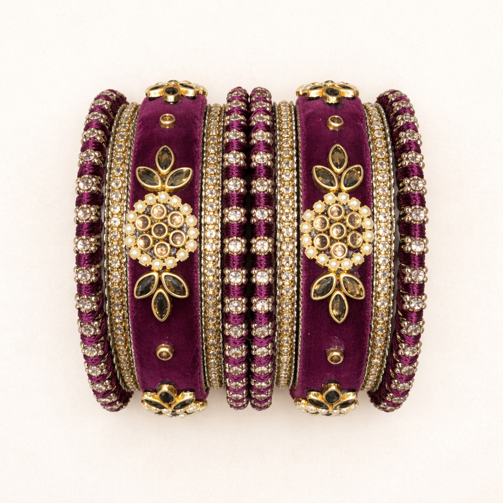 Shrikaa Velvet Bangles SVB-1003 - English Purple