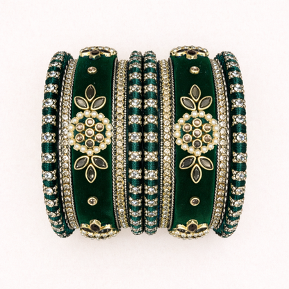 Shrikaa Velvet Bangles SVB-1003 - Dark Green