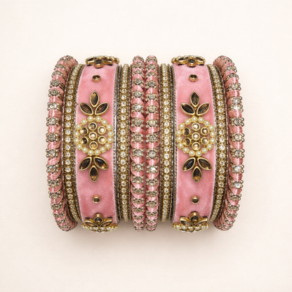 Shrikaa Velvet Bangles SVB-1003 - Baby Pink