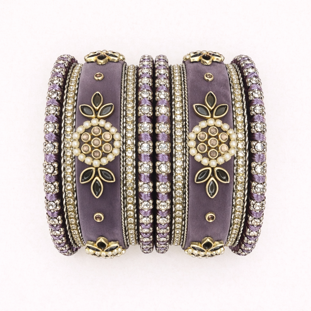 Shrikaa Velvet Bangles SVB-1003 - Light Purple