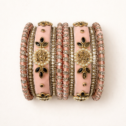 Shrikaa Velvet Bangles SVB-1003 - Blush Pink