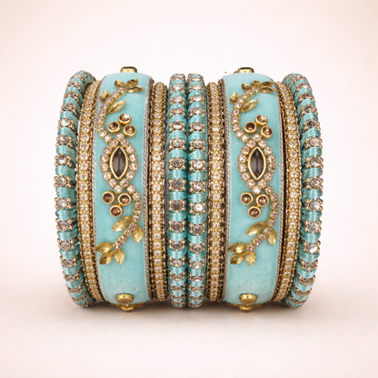 Shrikaa Velvet Bangles SVB-1004 - Firozi