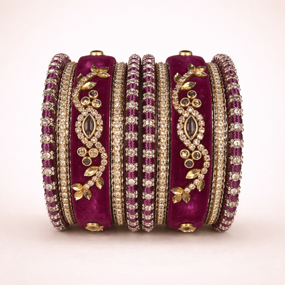 Shrikaa Velvet Bangles SVB-1004 - English Purple