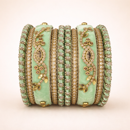 Shrikaa Velvet Bangles SVB-1004 - Light Pista